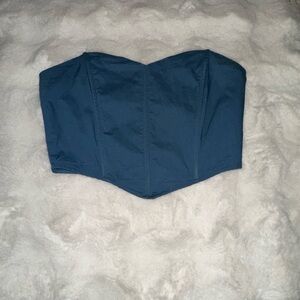 Blue Strapless Bustier Top